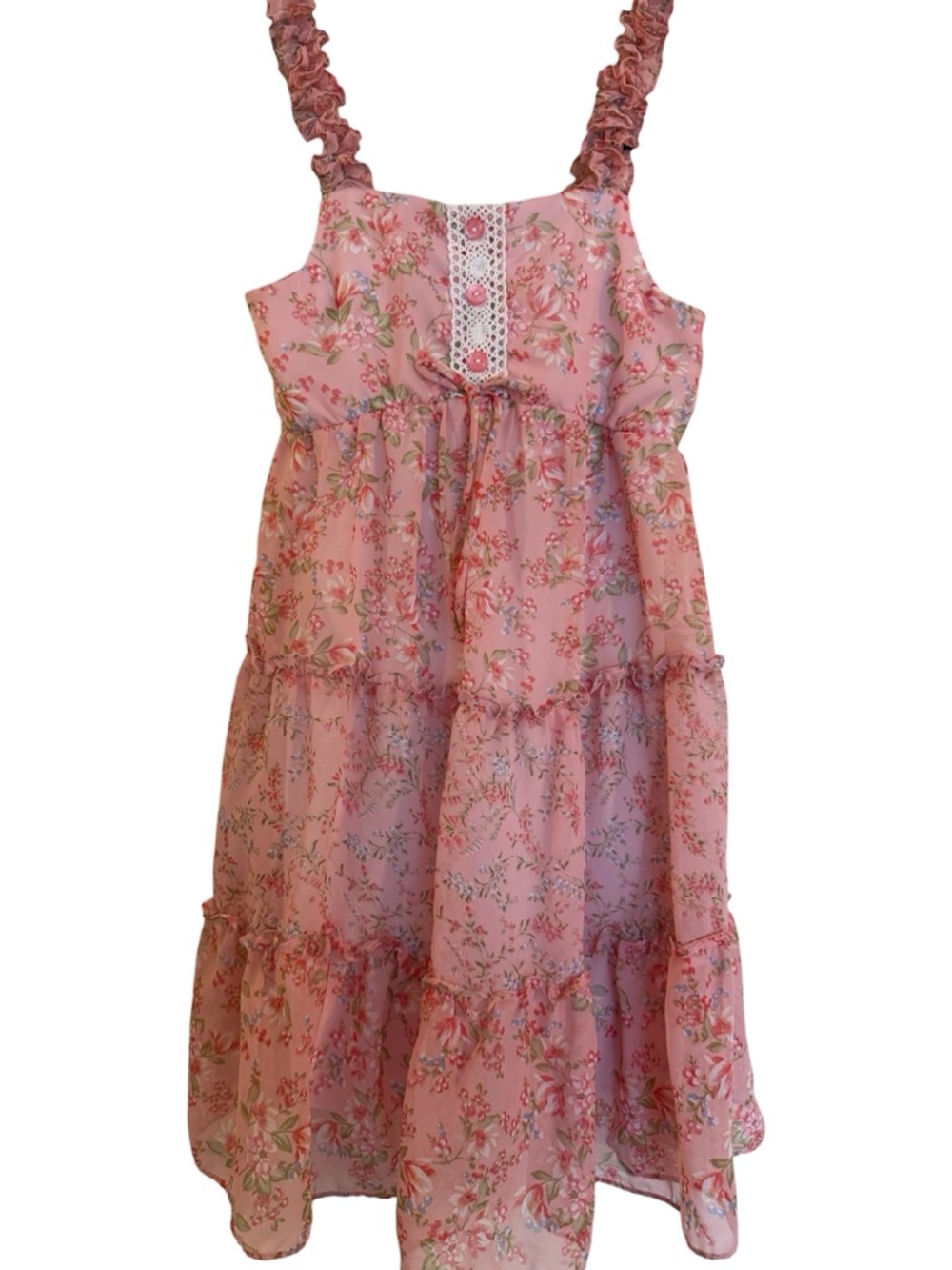 Jona Michelle Pink Floral Ruffle Sundress